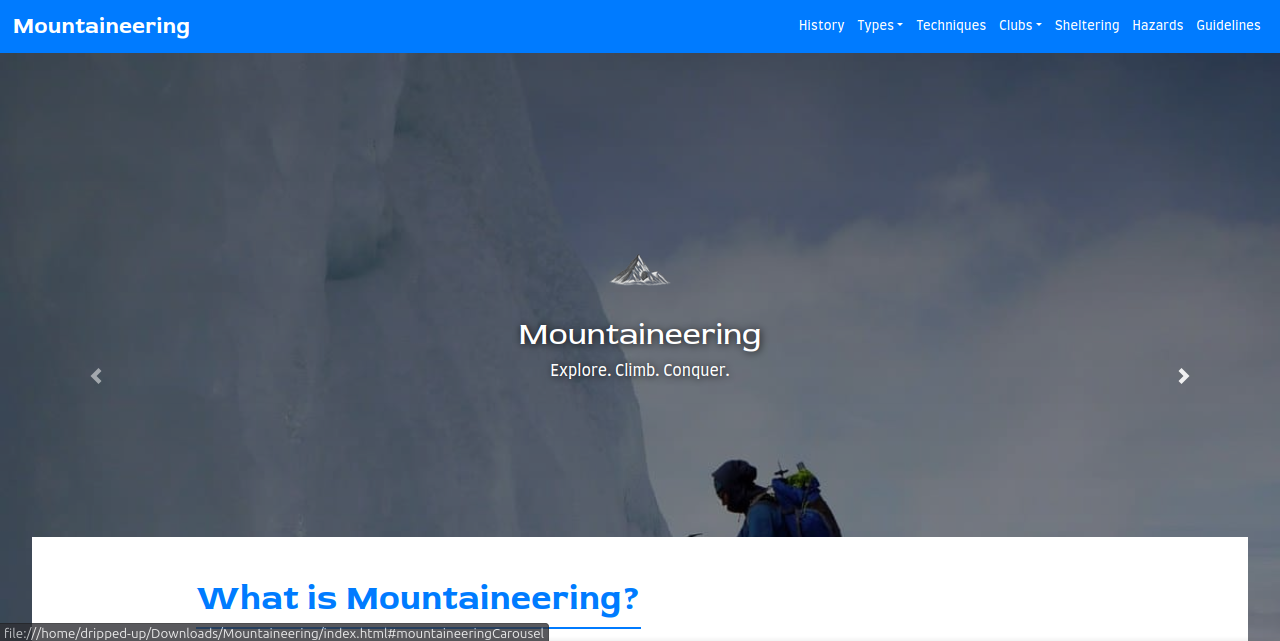 Mountaineering Website - Click card to visit live demo